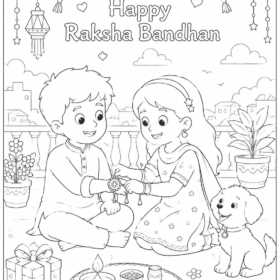 A4 Size Printed Raksha Bandhan Drawing Sheets for Kids (305)
