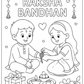 A4 Size Printed Raksha Bandhan Drawing Sheets for Kids (306)
