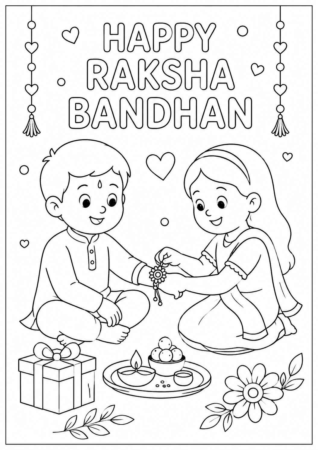 A4 Size Printed Raksha Bandhan Drawing Sheets for Kids