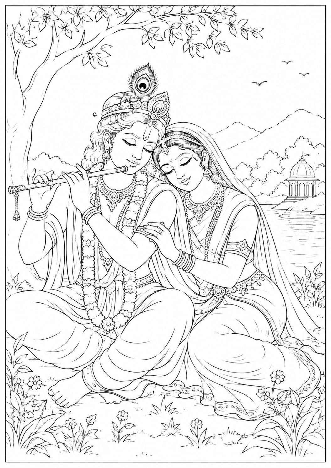 Radha Krishna Ji Drawing for Kids