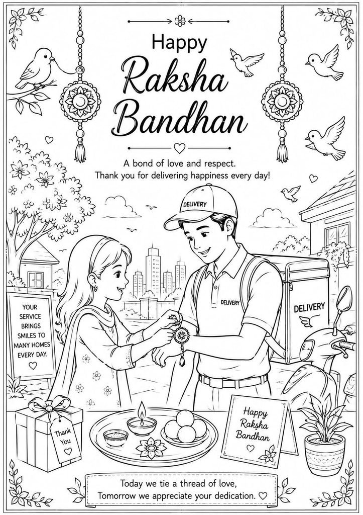 Raksha Bandhan Coloring Pages for Kids 