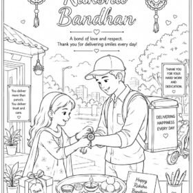 Raksha Bandhan Drawing Sheets | A4 Size Printed ( Code-325 )