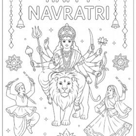 Happy Navratri Drawing – A4 Size Printed (Code-328)