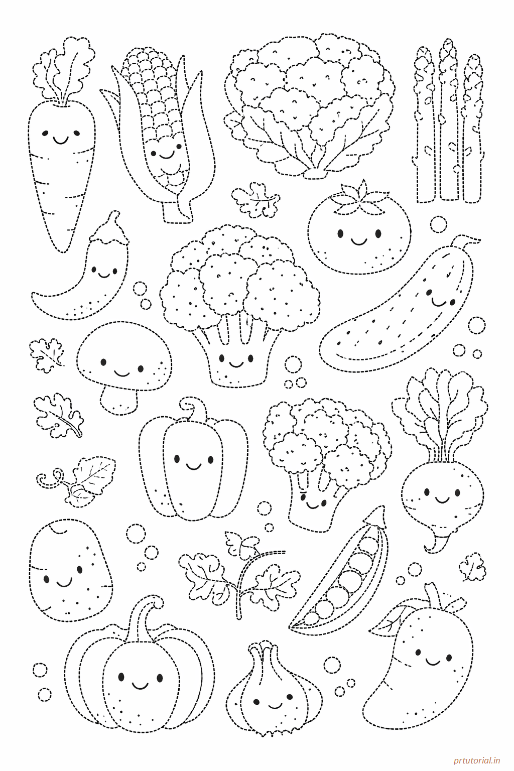 A4 size printed drawing sheet vegetables drawing