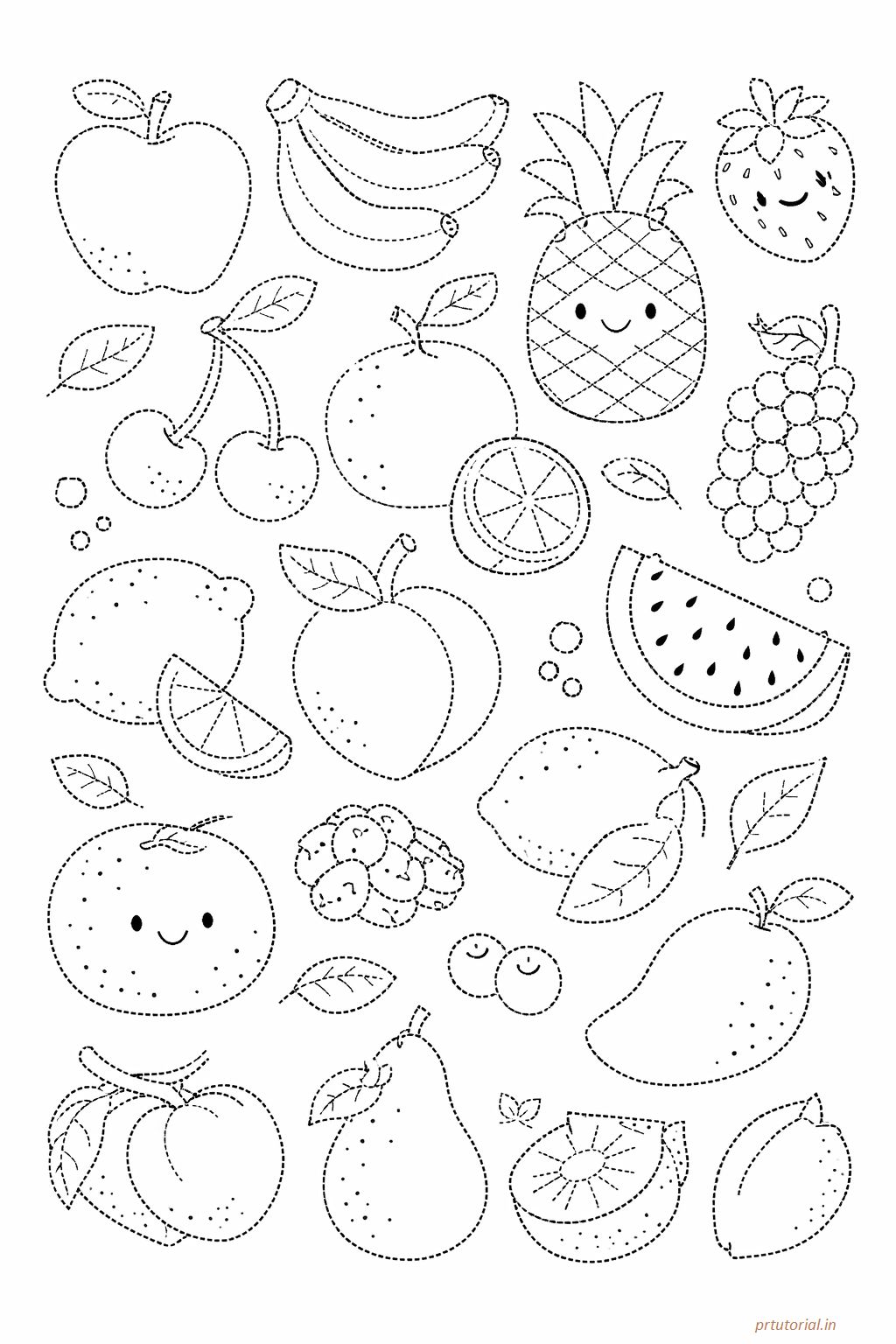 A4 size printed drawing sheet fruits drawing