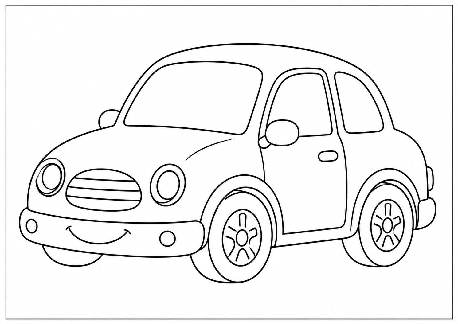 A4 Size Printed Car Drawing Sheets for Kids