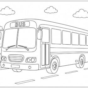 A4 Size Printed Bus Drawing Sheets for Kids (803)