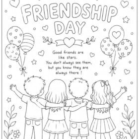 A4 Size Printed Friendship Drawing Sheets for Kids (Code – 901)