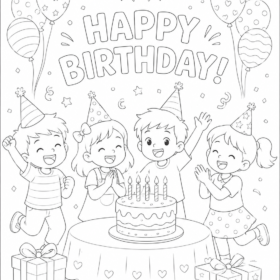 A4 Size Printed Happy Birthday Drawing Sheets for Kids (Code – 902)