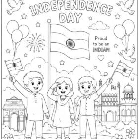 A4 Size Printed Independence Day Drawing Sheets for Kids (Code – 903)