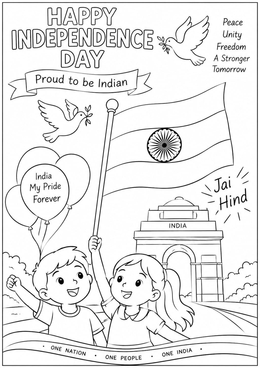 A4 size printed drawing sheet independence day drawing