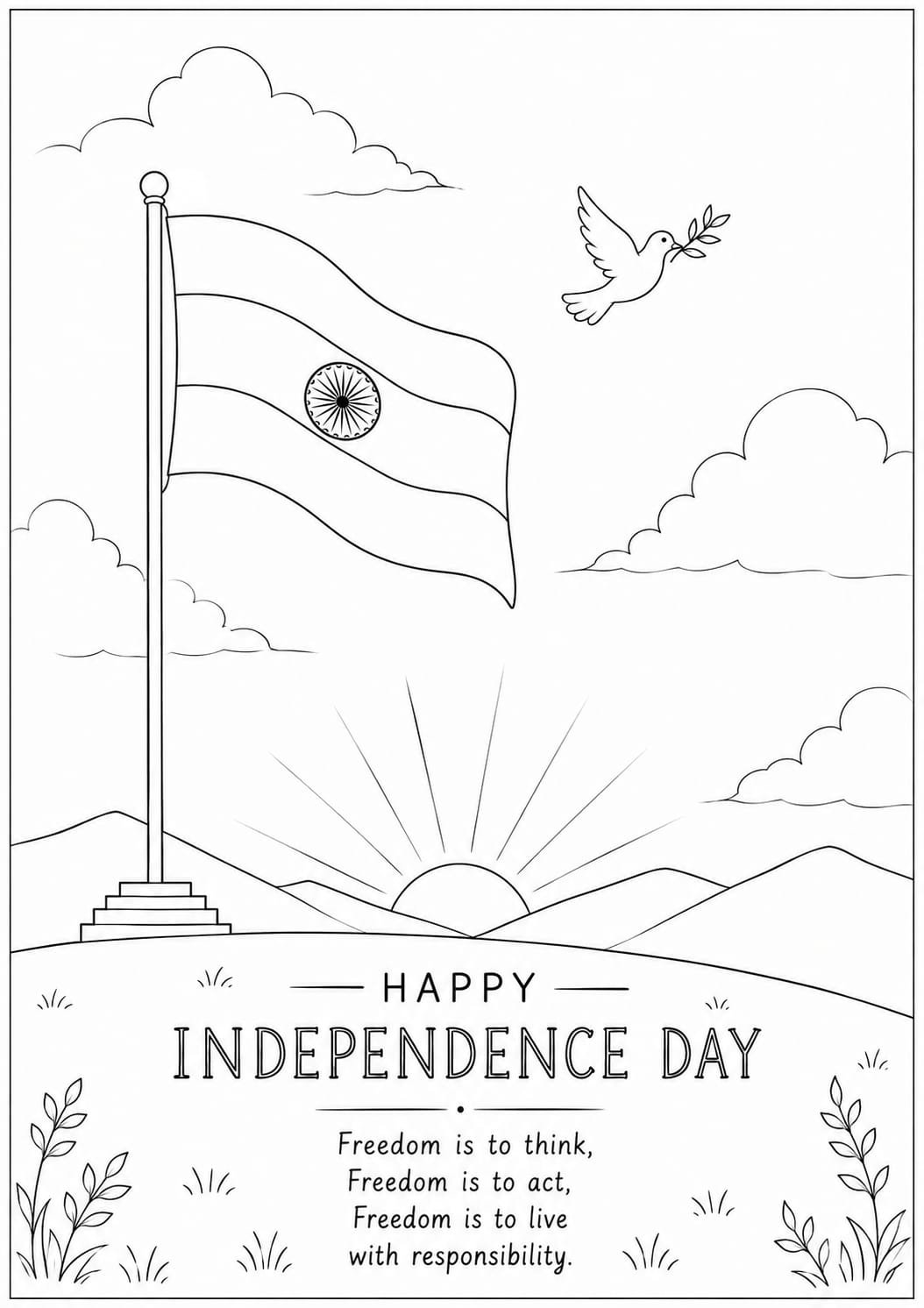 A4 size printed drawing sheet independence day drawing