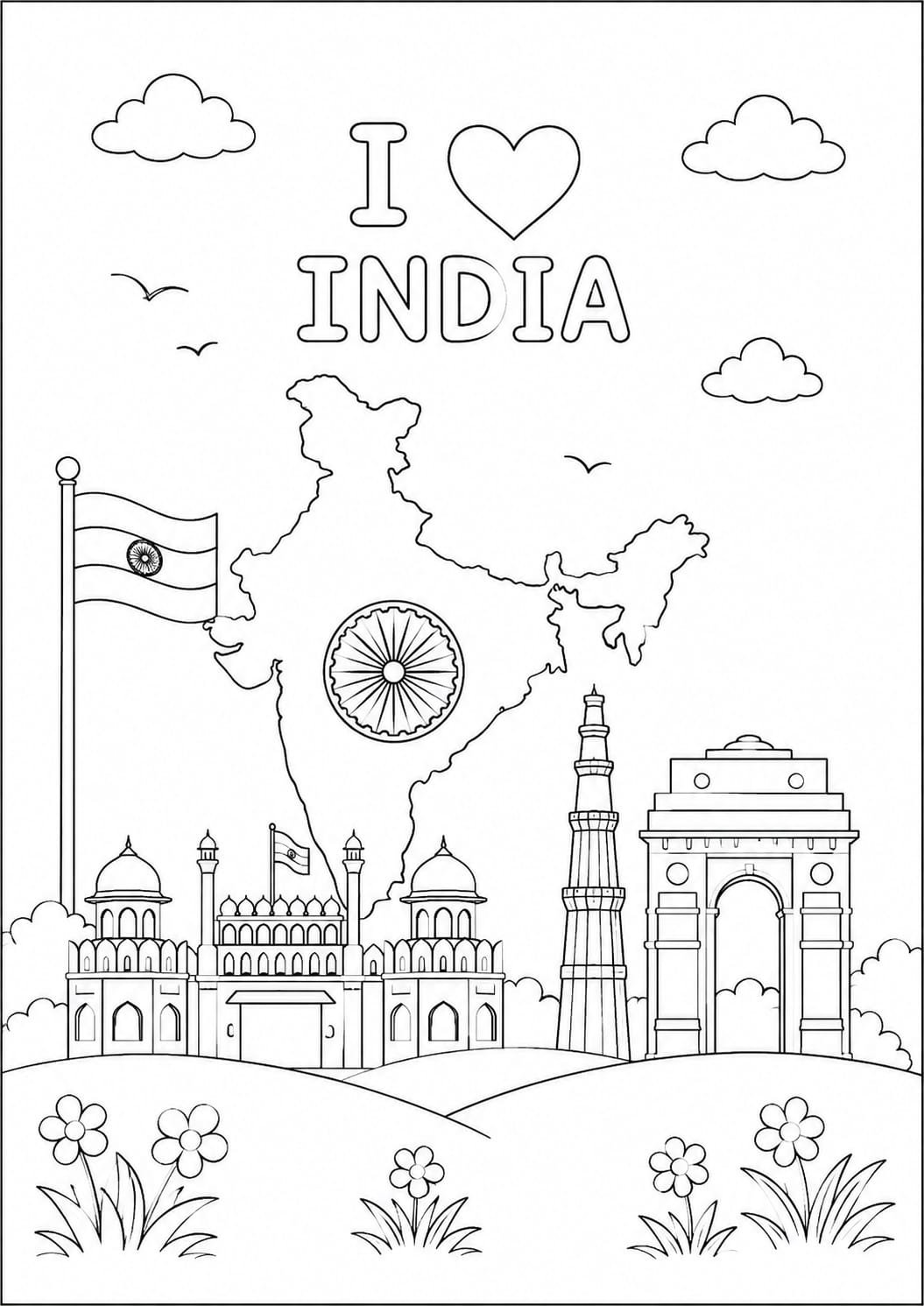A4 size printed drawing sheet independence day drawing
