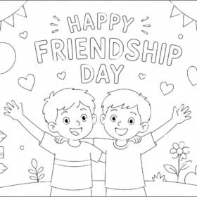 A4 Printed Happy Friends Drawing for Kids