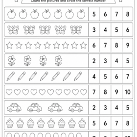 Counting Objects Worksheet – A4 Size Printed Sheet