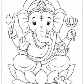 Ganpati Bappa Drawing for Kids | A4 Size printed