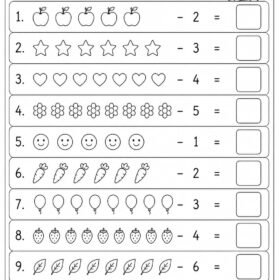 Simple Subtraction Worksheet for Kindergarten | A4 printed