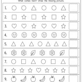 Complete the Pattern Worksheet for Kindergarten | A4 printed