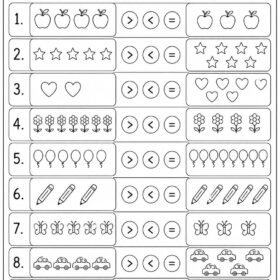 More or Less Worksheet for Kindergarten | A4 printed