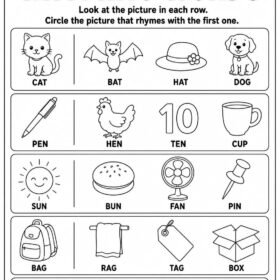 Rhyming Word Worksheet for Kindergarten | A4 Size Printed