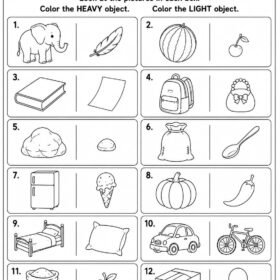 Heavy or Light Worksheet for Kindergarten | A4 Size Printed