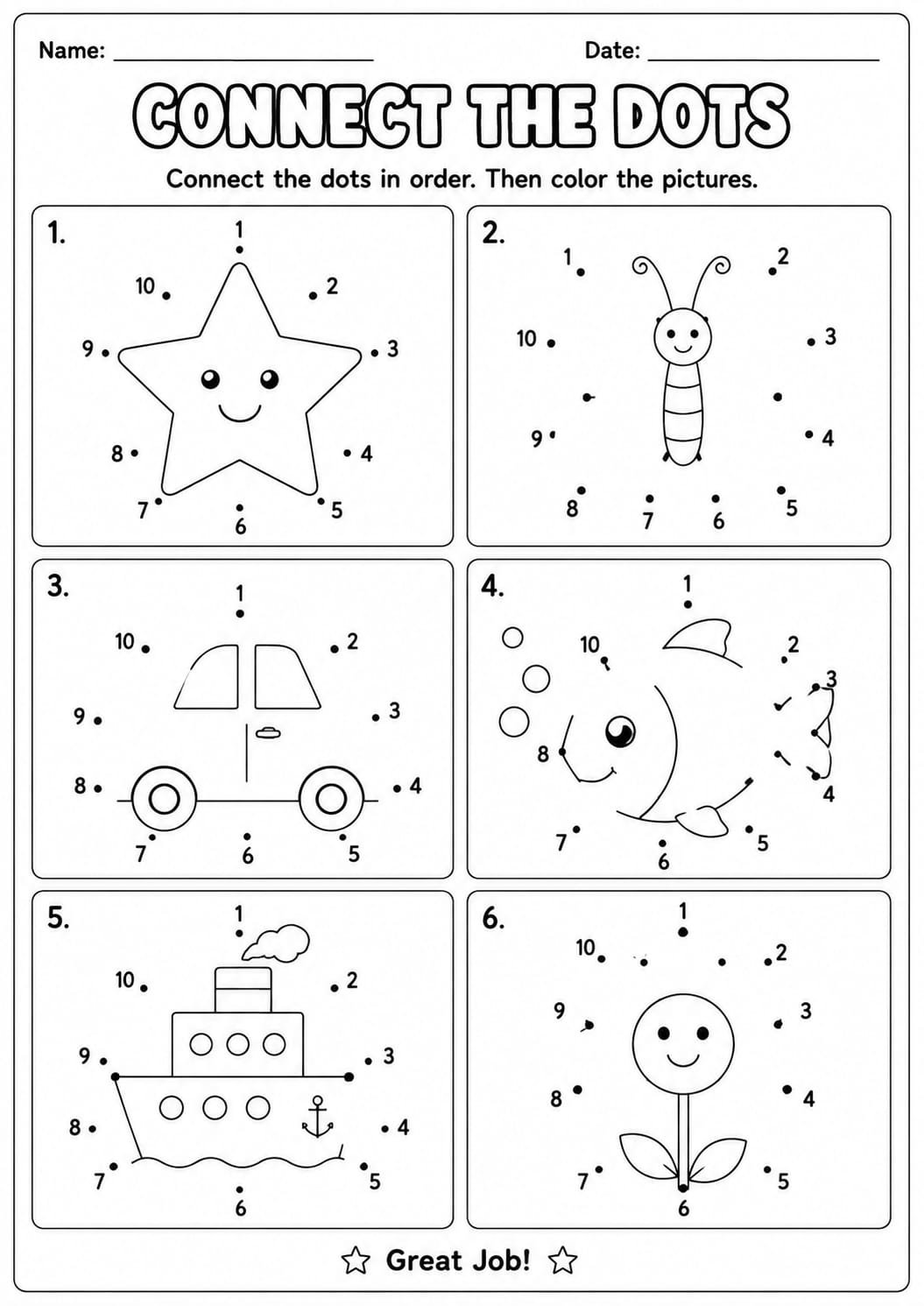 Connect the dotsworksheet for kindergarten