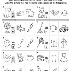 Ending Sound Worksheet for Kindergarten | A4 Size Printed