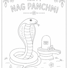 Nag Panchmi Coloring Drawing for Kids – A4 Size Printed (Code-919)