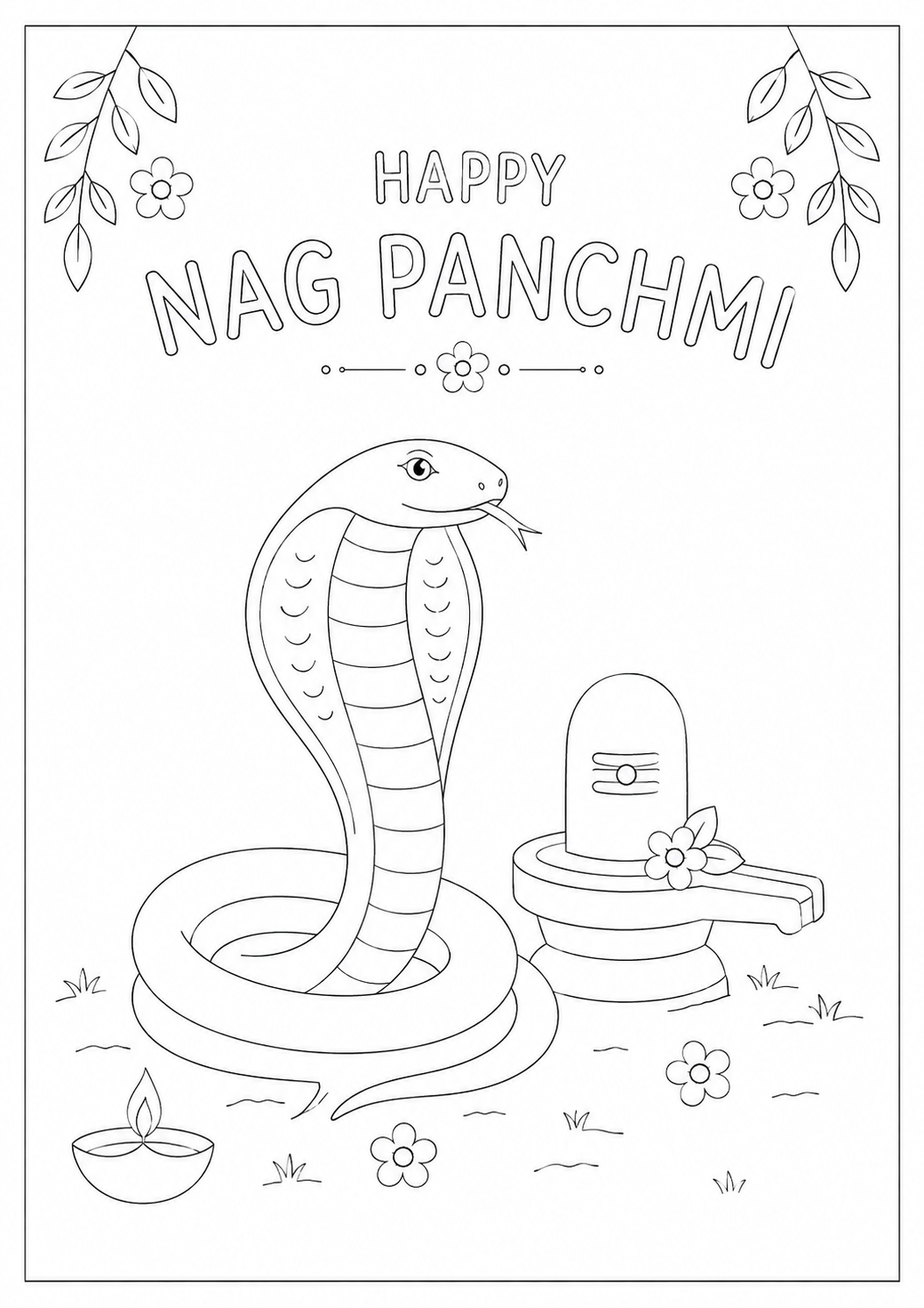 Nag Panchmi coloring drawing for kids