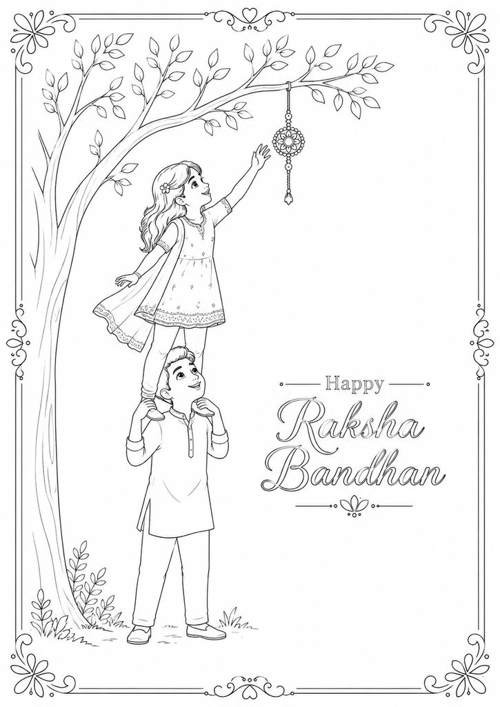 Raksha Bandhan Coloring Pages for Kids 