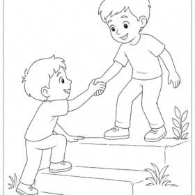 A4 Size Printed Drawing Sheet  – Helping Friends (Code – 1301)