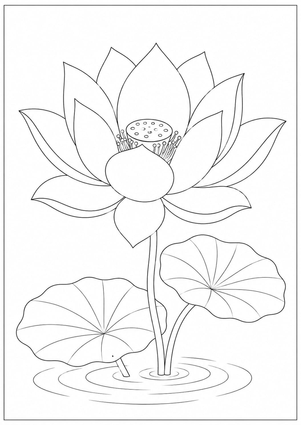 A4 Size Printed Lotus Drawing