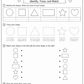 Shapes Worksheet  For Kindergarten | A4 Size Printed