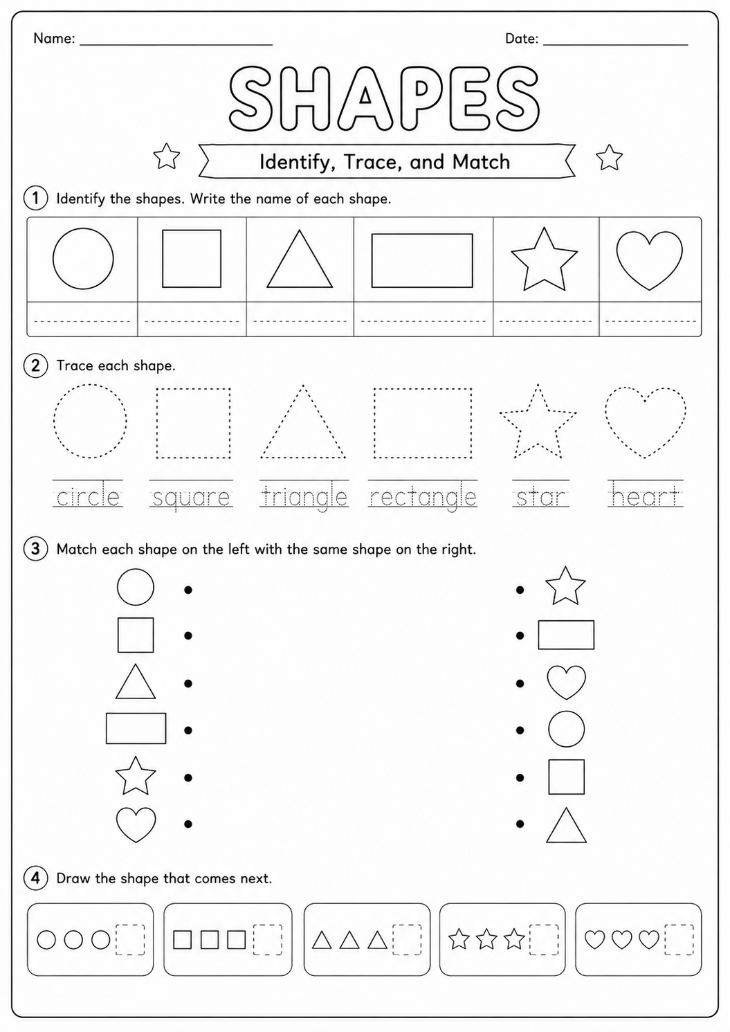 Shapes Worksheet for Kindergarten